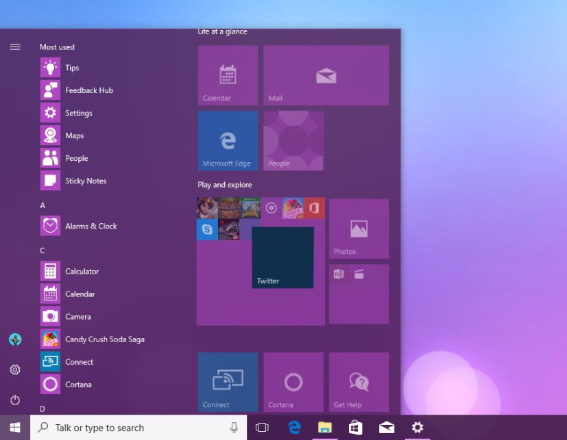 Add new items to the Tile Folder in the Start menu