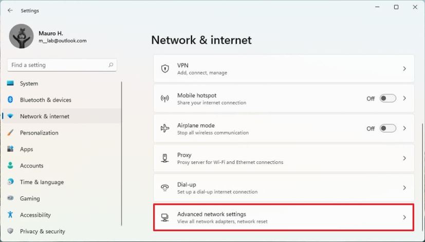 Advanced network settings