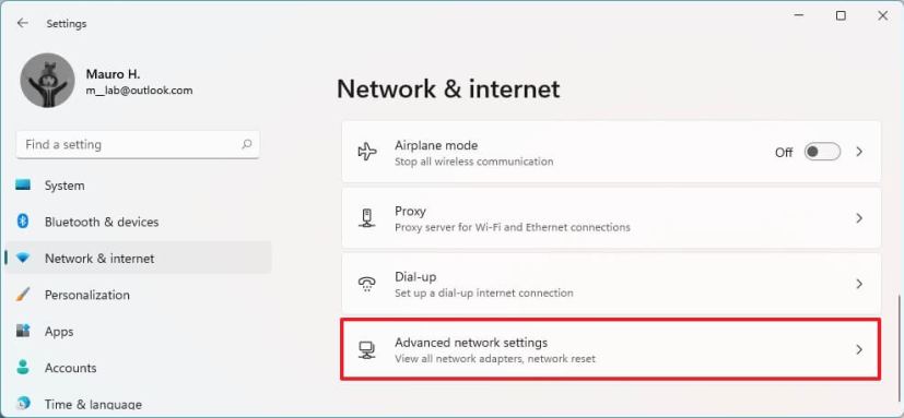 Advanced network settings