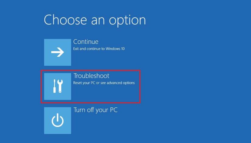 Troubleshoot option