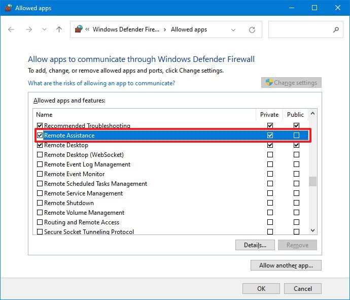 Allow apps through firewall on Windows 10