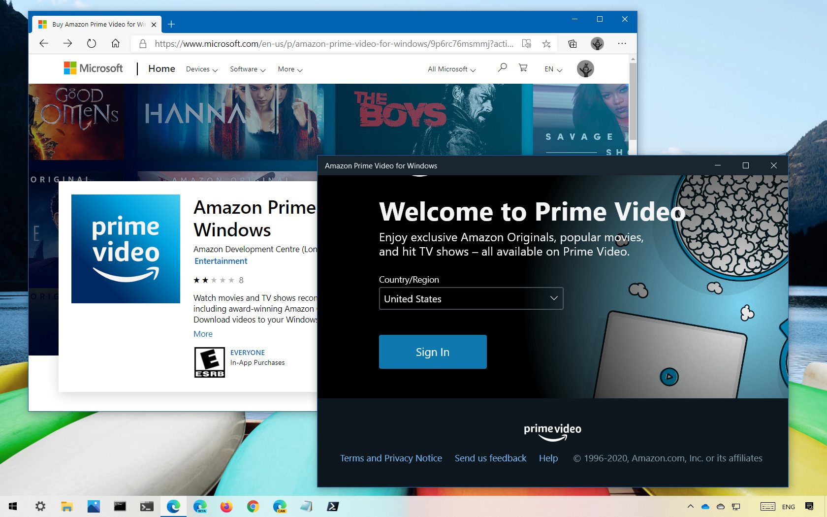 Amazon Prime Video app on Windows 10