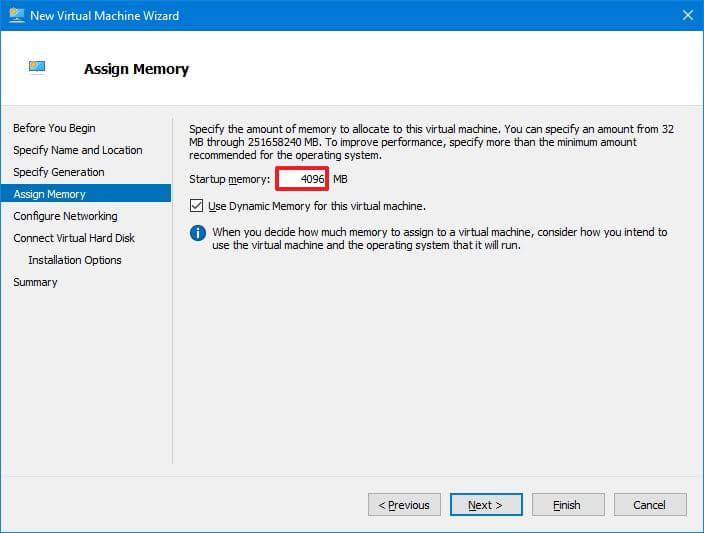 Hyper-V assign memory