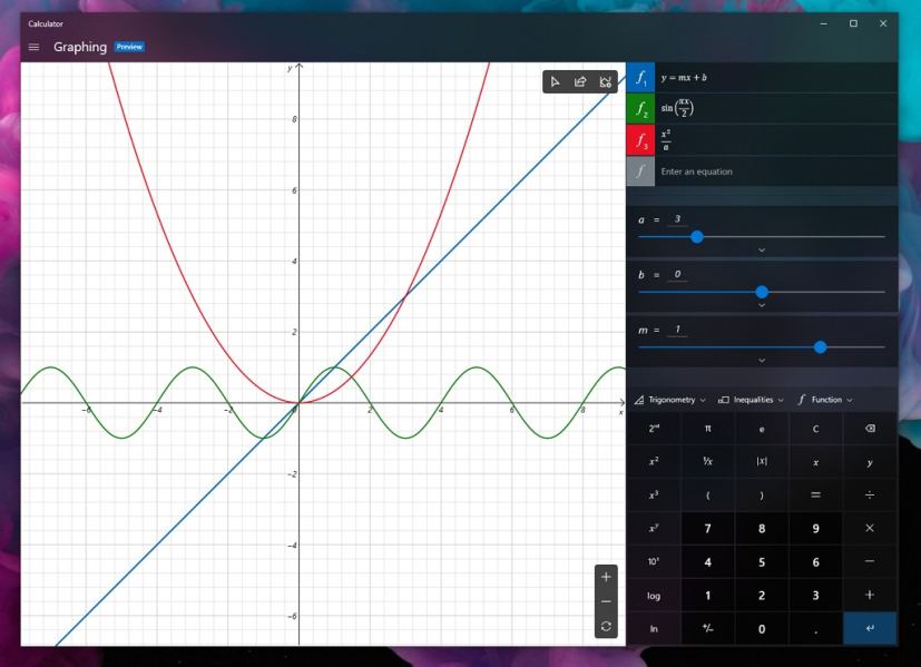 Windows Calculator with graphics feature (source: Microsoft)