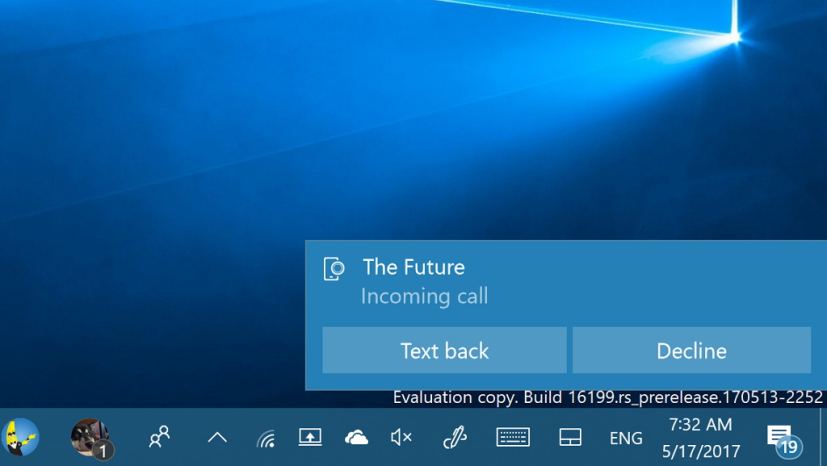 Cortana call notifications