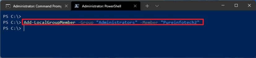 PowerShell change account type