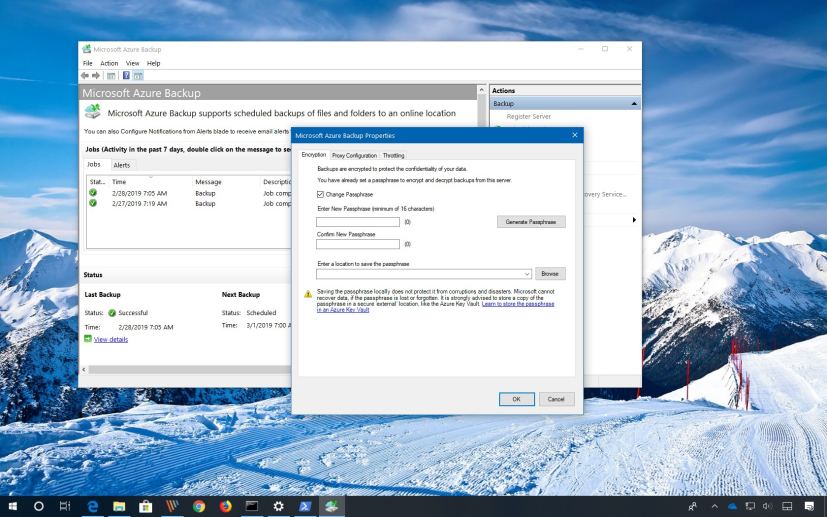 Change encryption passphrase for Azure backup