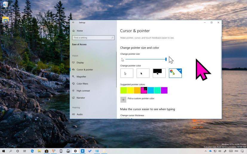 Change mouse pointer size on Windows 10