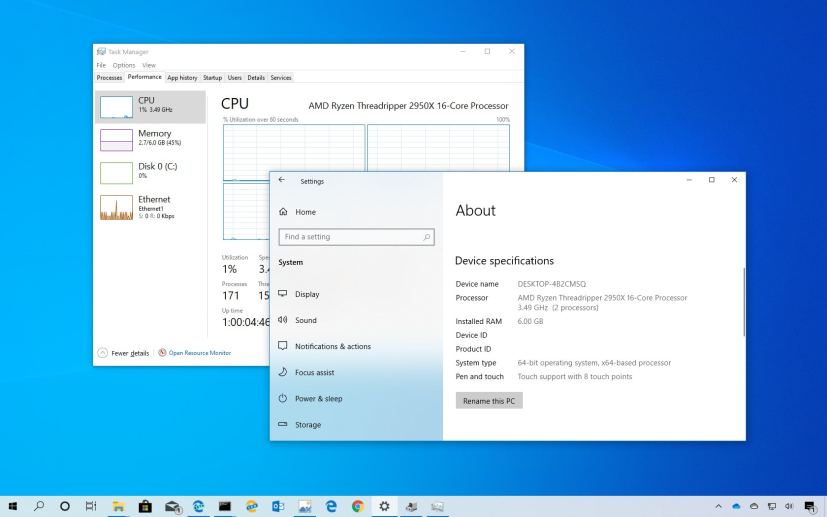 Check CPU brand and model on Windows 10