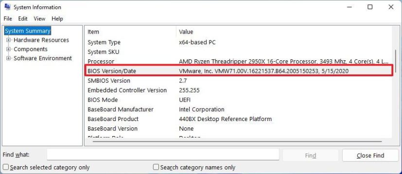 UEFI version information