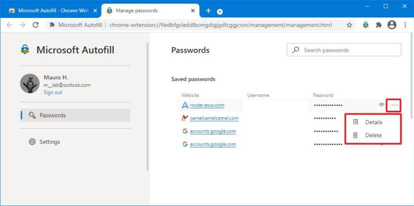 Chrome password manager