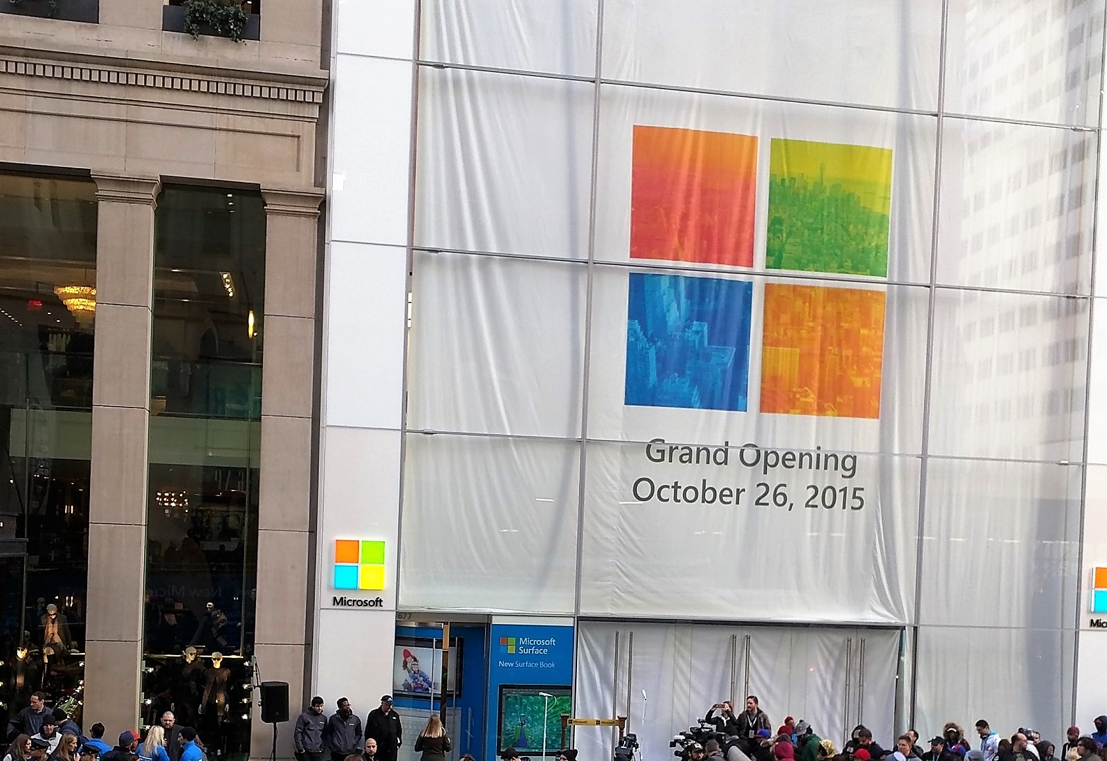 Microsoft logo at Store grand opening in 2016