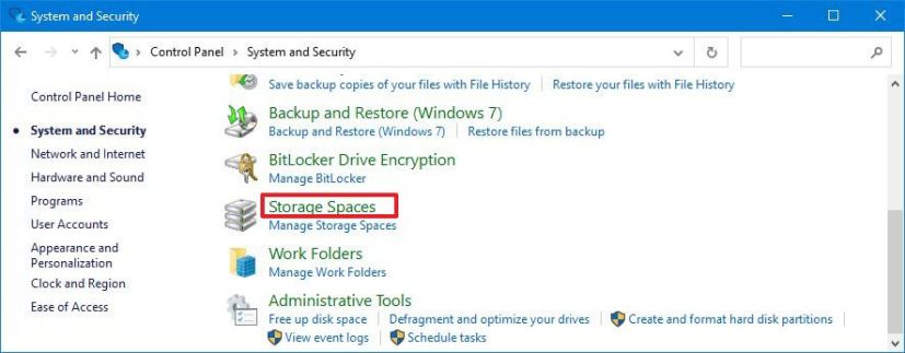 Storage Spaces Control Panel