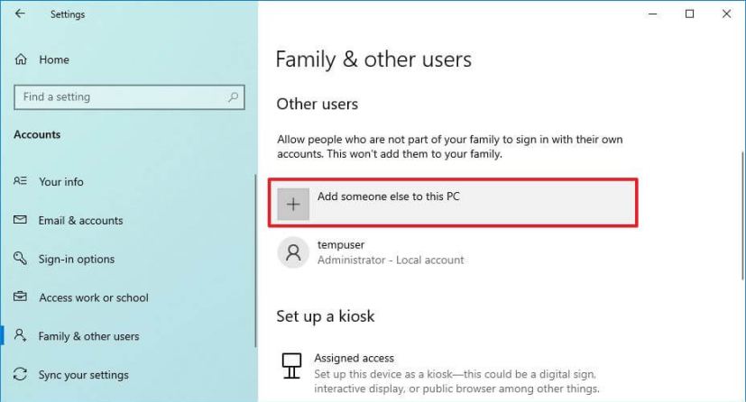 Windows 10 create local account option