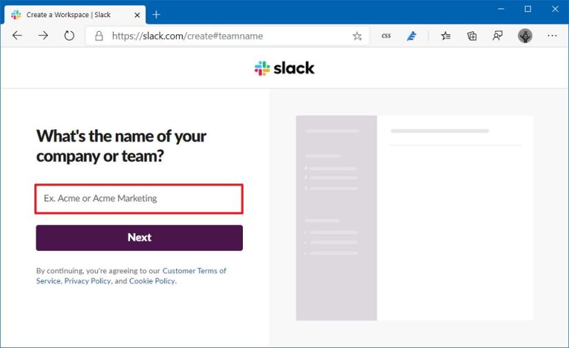 Create Slack workspace