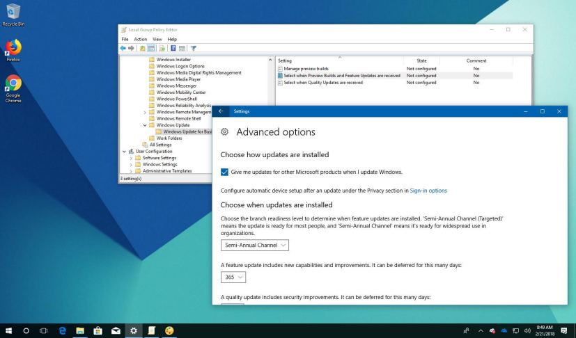 Defer Windows 10 version 1803