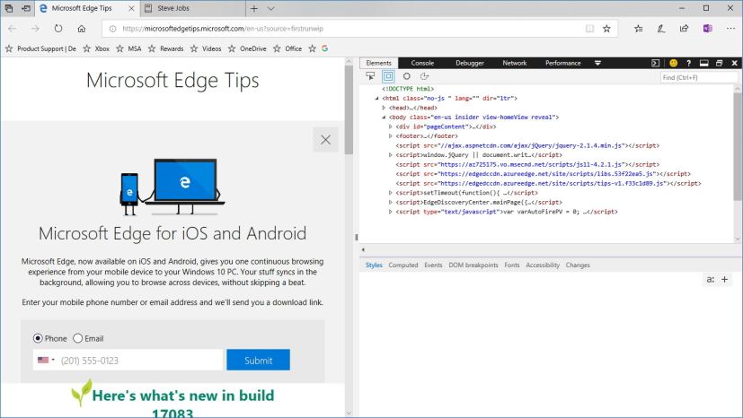 Microsoft Edge DevTools right dock