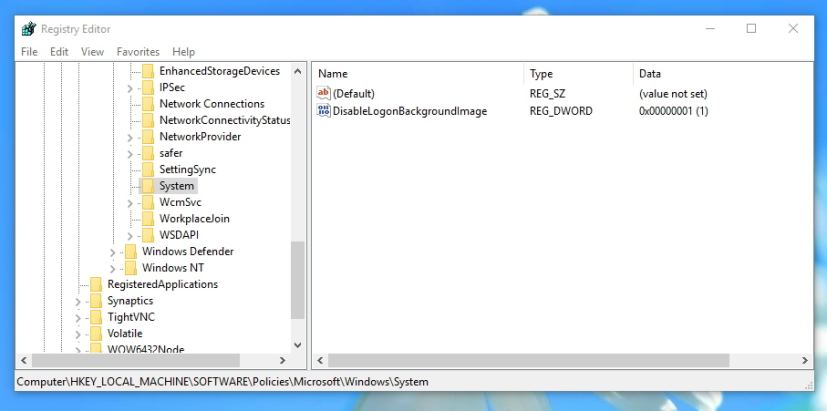 DisableLogonBackgroundImage registry tweak