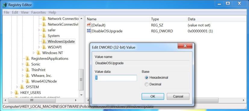 DisableOSUpgrade setting