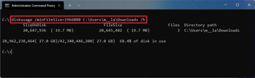 DiskUsage file size