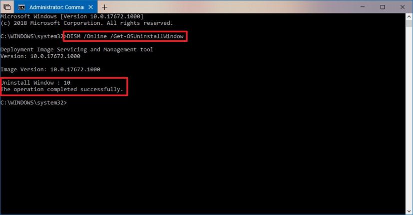 DISM Get-OSUninstallWindow