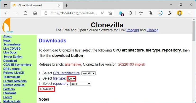 Clonezilla ISO download