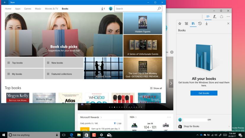 Windows 10 ebook store and Microsoft Edge Books library