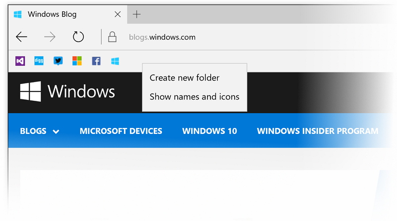 Microsoft Edge Favorites bar