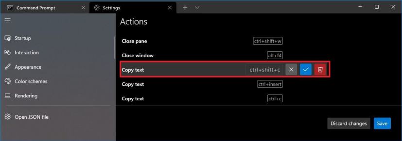 Windows Terminal edit keyboard shortcut