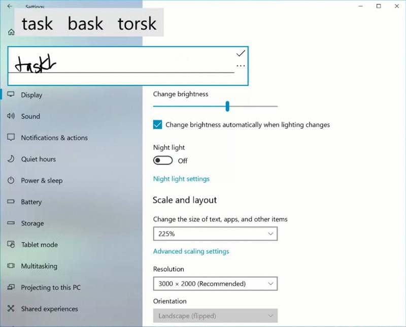 Embedded handwriting panel on Windows 10