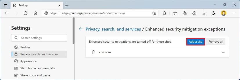 Enhanced security mitigations exceptions