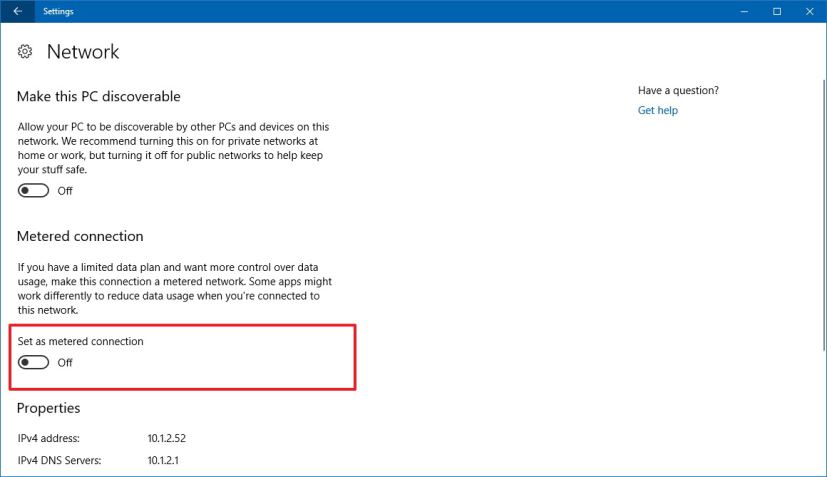 Ethernet adapter settings