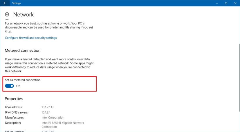 Ethernet metered connection option