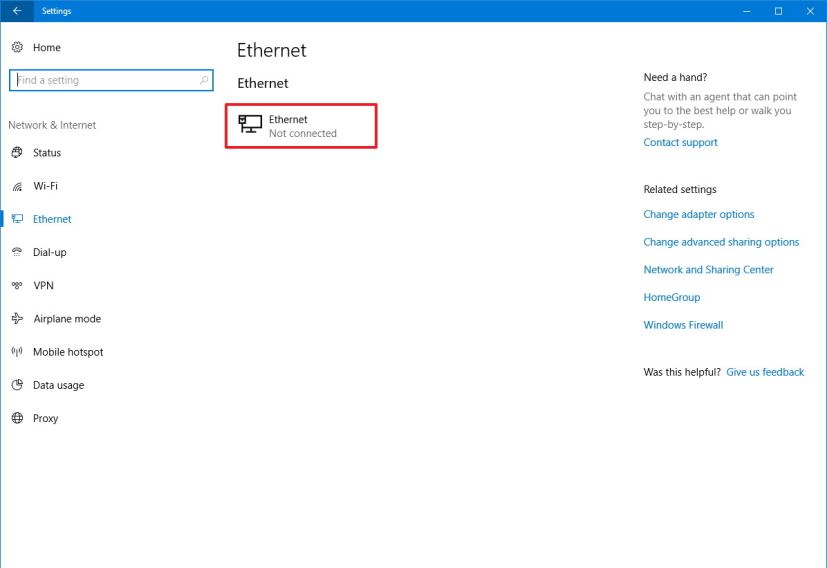 Ethernet settings