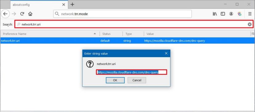 network.trr.uri setting on Firefox