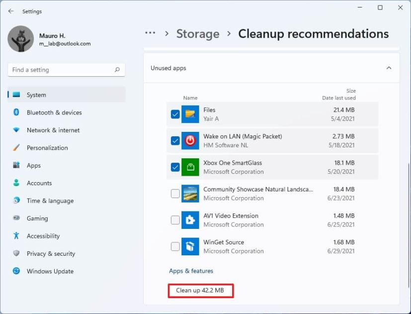 Uninstall unused apps on Windows 11