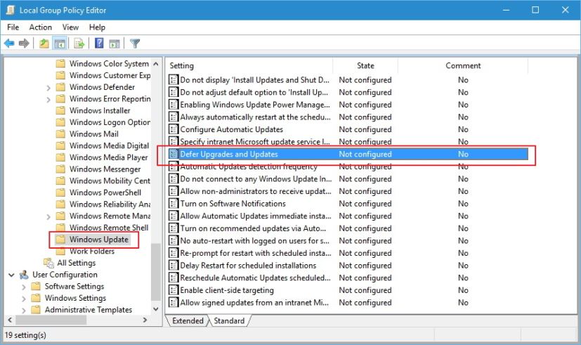 Windows Update Group Policy in Windows 10