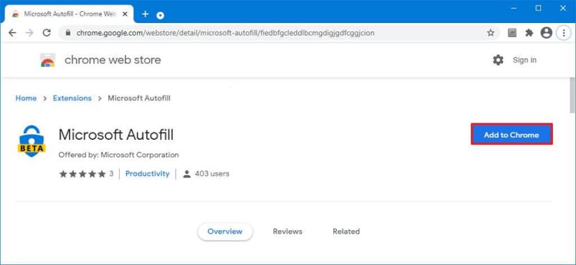 Microsoft Autofill for Chrome