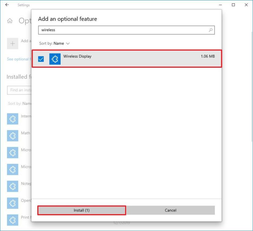 Install Miracast Wireless Display feature