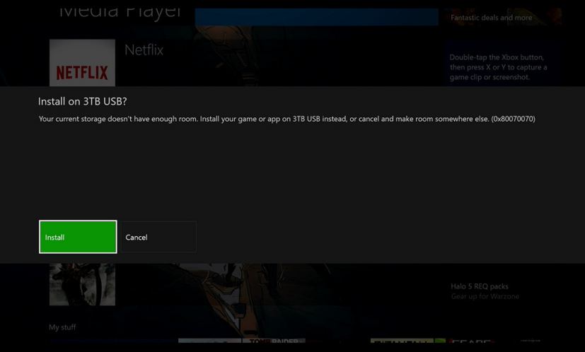 Install Xbox One option 0x80070070_large