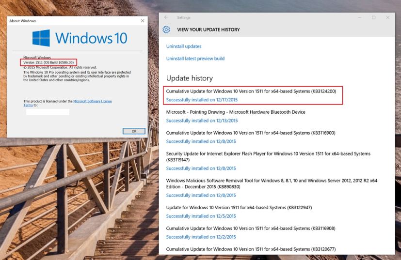 KB3124200 cumulative update brings Windows 10 to build 10586.36