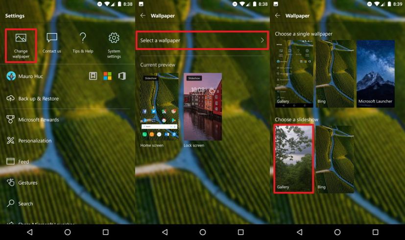 Microsoft Launcher Lock screen with custom slideshow option