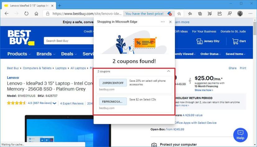 Microsoft Edge coupons