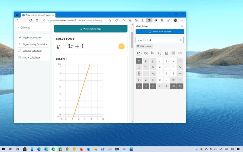 Microsoft Edge Math Solver