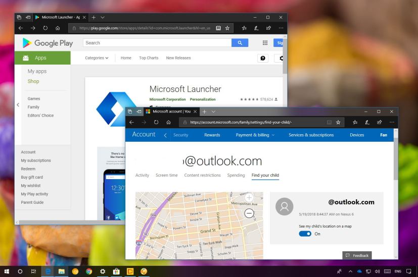 Microsoft Launcher option for parents to track kids location