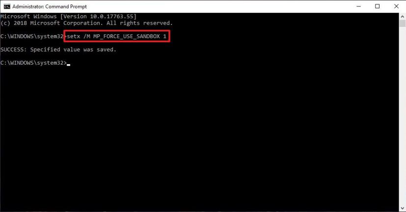 Command to enable Defender sandbox environment 