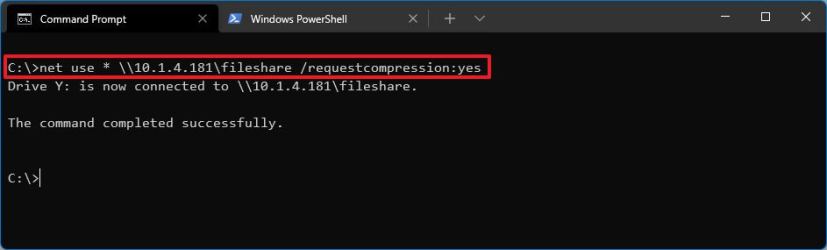 net use with SMB compression