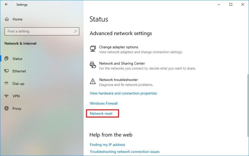 Network reset option