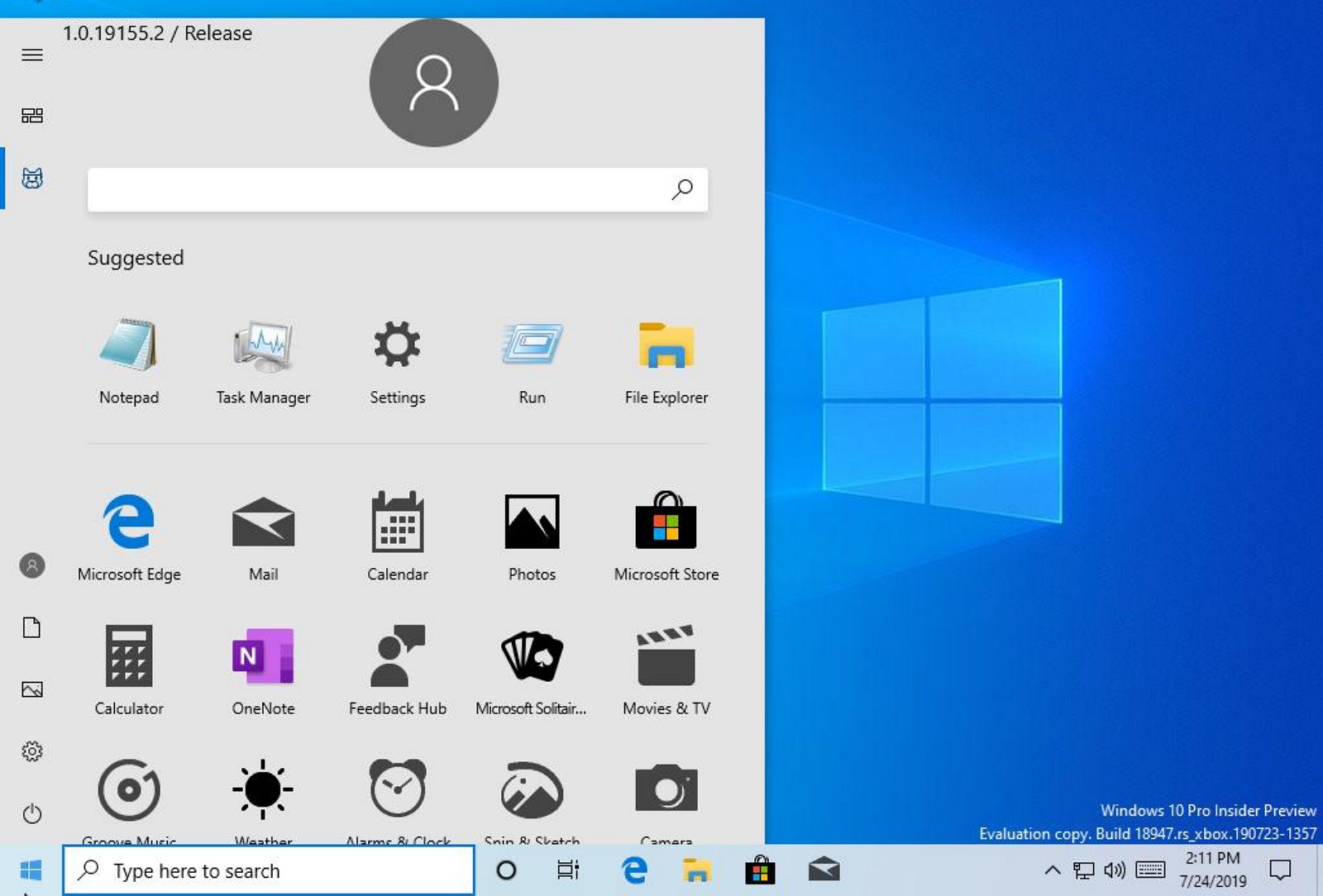 New Start menu on Windows 10. Image source @NTAuthority