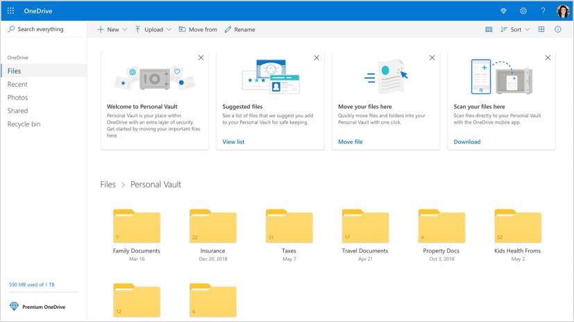 OneDrive Personal Vault view